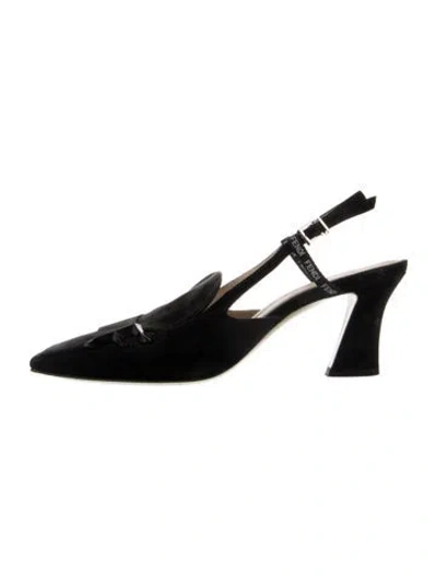 Pre-owned Fendi Suede Slingback Pumps In Blue