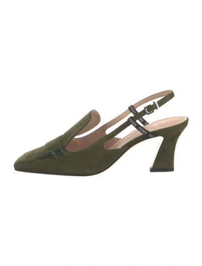 Pre-owned Fendi Suede Slingback Pumps In Green