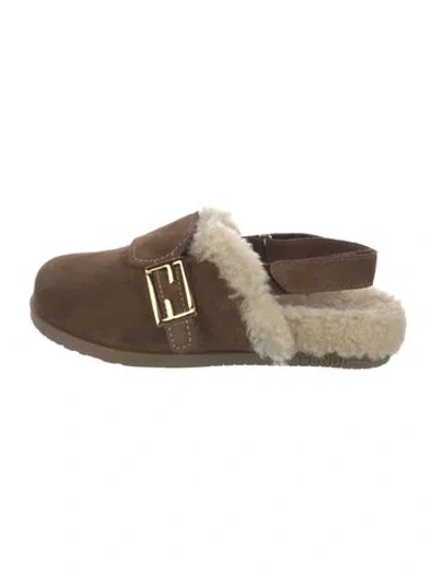 Pre-owned Fendi Suede Slippers In Brown