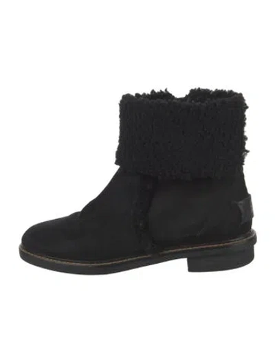 Pre-owned Fendi Suede Slouch Boots In Black