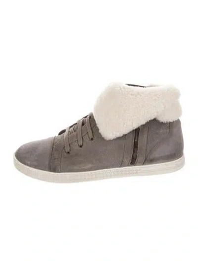 Pre-owned Fendi Suede Sneakers In Gray