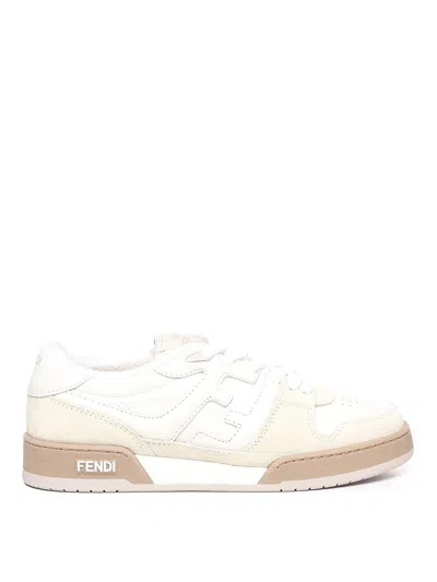 Fendi Match Suede And Leather Sneakers Shoes In White
