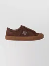 Fendi Suede Sneakers With Round Toe And Rubber Sole In Brown