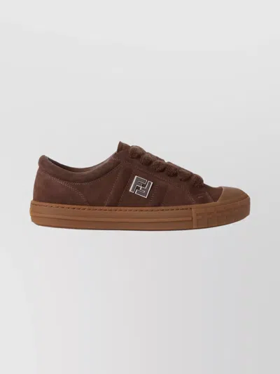 FENDI SUEDE SNEAKERS WITH ROUND TOE AND RUBBER SOLE