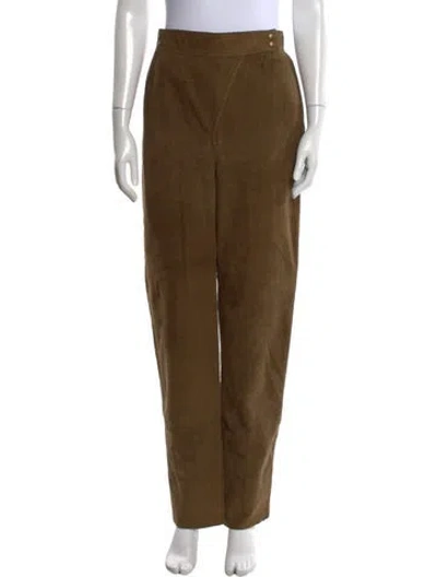 Pre-owned Fendi Suede Straight Leg Pants In Brown