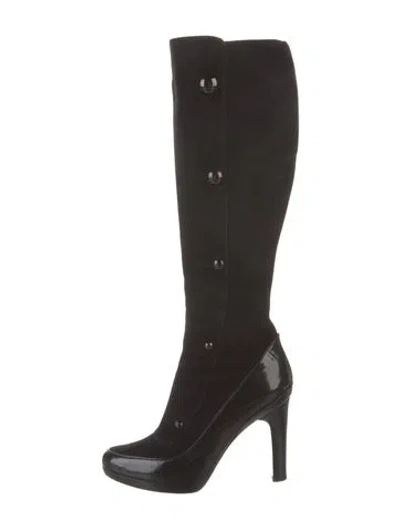 Pre-owned Fendi Suede Studded Accents Boots In Black