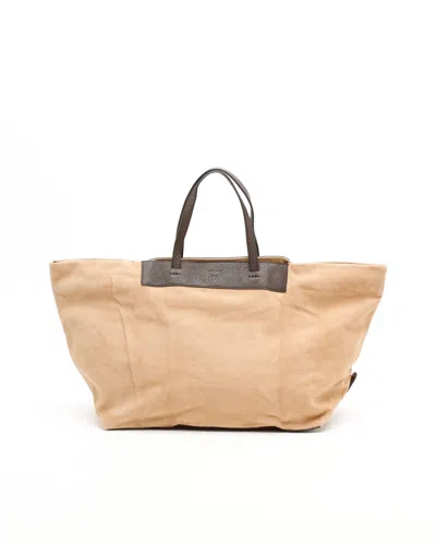Fendi Suede Tote Bag In Brown