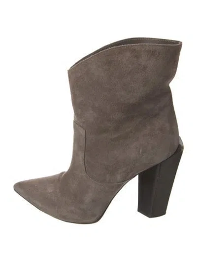 Pre-owned Fendi Suede Western Boots In Gray