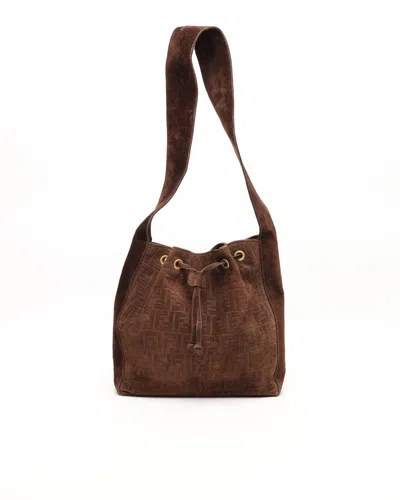 Fendi Suede Zucca Shoulder Bag