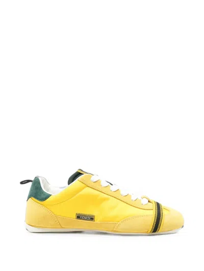Fendi Suede-trim Panelled Sneakers In Yellow