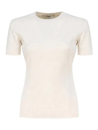 Fendi Ff Viscose Sweater In White