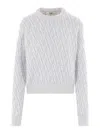 Fendi Ff Wool And Cashmere Crop Sweater In Light Pink