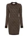 Fendi Ff Monogram Mini Dress In Brown