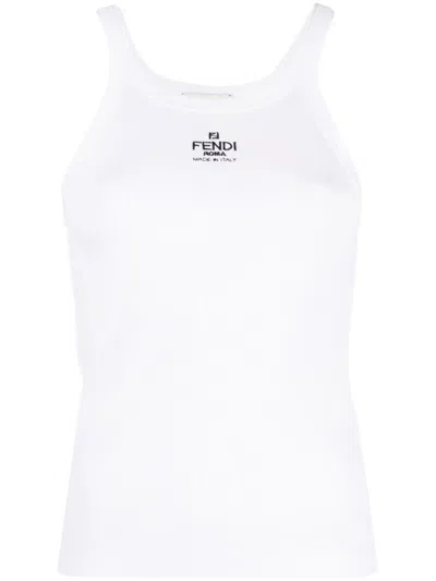 Fendi Summer 2024 White Logo Tank Top For Women