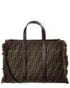 Fendi Summer Ff Jacquard & Leather Tote In Brown