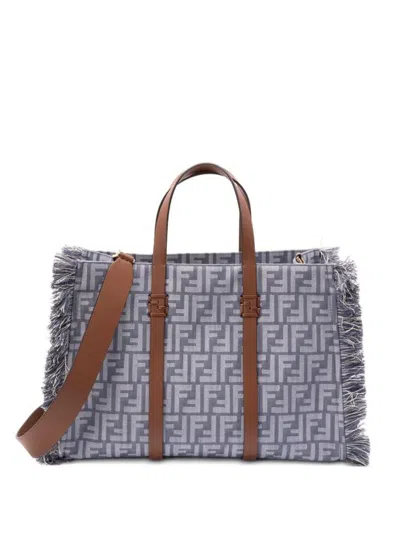 Fendi Summer Tote Denim-effect Ff Jacquard Bags