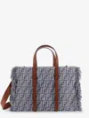 Fendi Summer Tote Ff Jacquard Fabric Shoulder Bag With Fringes