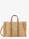 Fendi Women Summer Tote Rafia Shoulder Bag With All-over Ff Logo