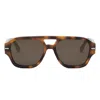 Fendi The Graphy 55mm Geometric Sunglasses In Havana/marrone