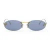 Fendi Rimless Oval-frame Crystal-embellished Gold-tone Sunglasses In Oro/blu