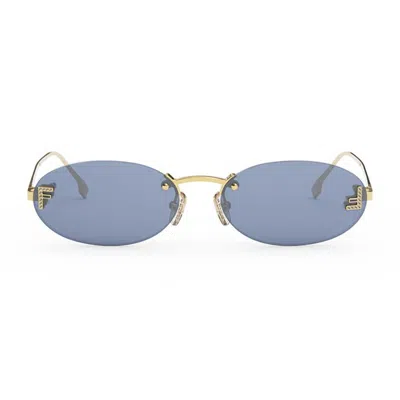 Fendi Rimless Oval-frame Crystal-embellished Gold-tone Sunglasses