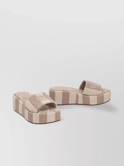 FENDI SUNNY STRIPED PLATFORM MULES