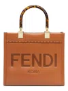 Fendi Structured Top Handle Shopping Bag With Gold-tone Hardware In Brown