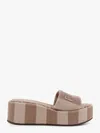 Fendi Sunshine Denim-effect Jacquard Flatform Slides In Beige