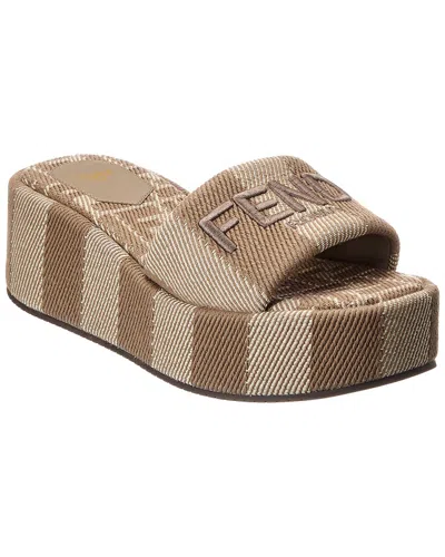 Fendi Sunshine Canvas Platform Sandal In Brown