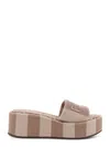 Fendi Sunshine Denim-effect Jacquard Flatform Slides In Multicolor