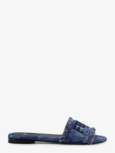 Fendi Sunshine Denim Slides In Blue