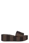 Fendi Jacquard Platform Slide Sandals In Brown