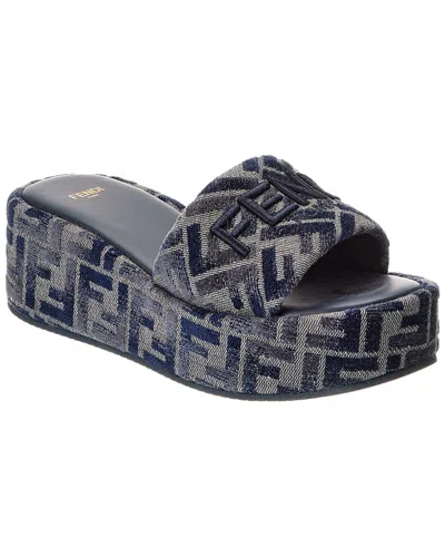 Fendi Sunshine Logo Jacquard Platform Slide Sandal In Multi