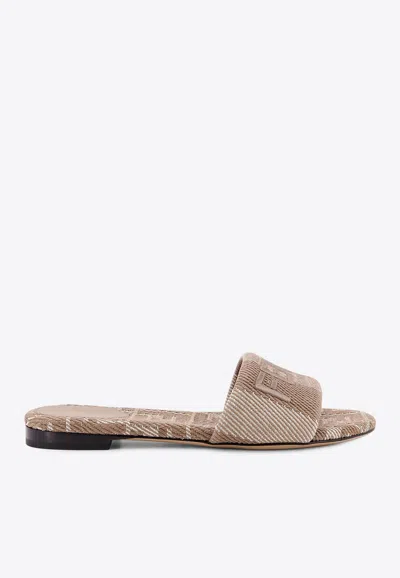 Fendi Sunshine Ff Jacquard Flat Slides