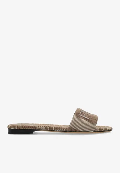 Fendi Sunshine Ff Jacquard Sandals In Brown