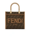 Fendi Ff Jacquard Small Sunshine Shopper Bag In Brown