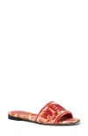 Fendi Red And Camelia Canvas Slides