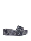 Fendi Sunshine Logo Jacquard Platform Slide Sandal In Multicolour