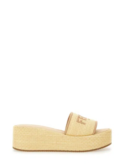 FENDI "FENDI SUNSHINE" FLATFORM SLIDE SANDAL
