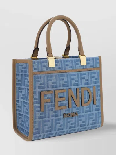 Fendi Sunshine Jacquard Shoulder Bag In Blue