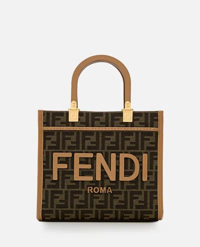 Fendi Sunshine Jacquard Tote Bag In Brown