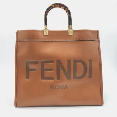 Pre-owned Fendi Sunshine Large Handbag In Brown