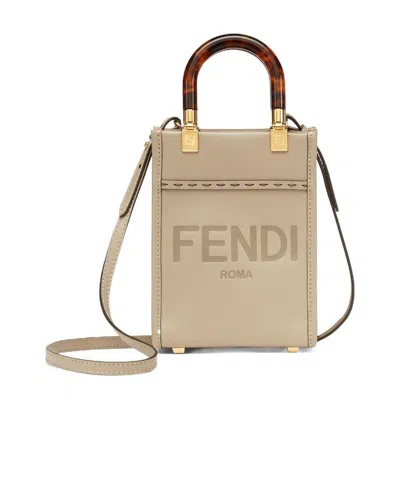 Fendi Sunshine Leather Tote Bag In Nude