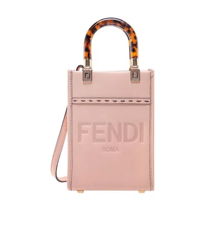 Fendi Sunshine Leather Tote Bag In Pink