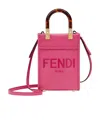Fendi Woman Fuchsia Leather Mini Sunshine Handbag In Red