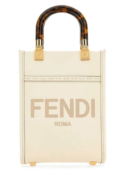 Fendi Sunshine Logo Debossed Mini Tote Bag In White