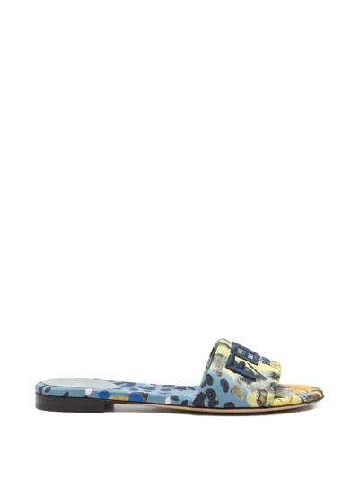 Fendi Sunshine Silk Sandal In Animal Print