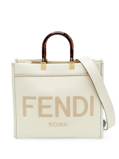 Fendi Sunshine Logo-print Tote Bag In Neutral