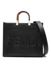 Fendi Small Sunshine Leather Shoulder Bag In Black