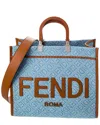 Fendi Sunshine Medium Denim & Leather Tote